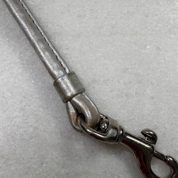 Coach Signature Jacquad Metallic (Silver) With Leather Trim Wristlet - Picture 7 of 9